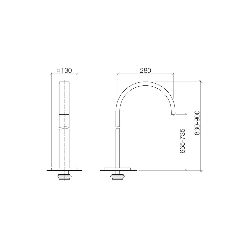 Dornbracht Wannenauslauf Mem, ohne Umstellung für freistehende Montage, 280mm, ... DORNBRACHT-13672780-47 4099477090474 (Abb. 4)