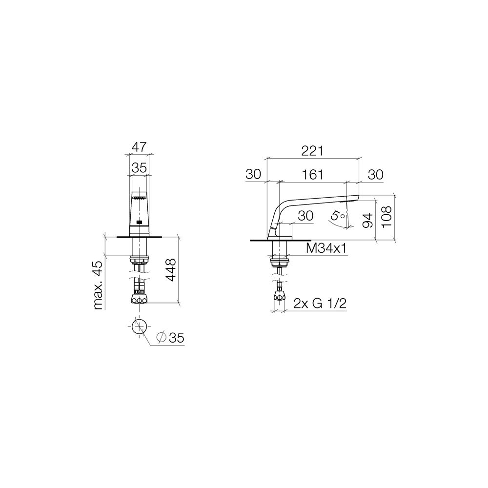 Dornbracht Waschtisch-Standauslauf CL.1 ohne Ablaufgarnitur Ausladung 160mm, Ch... DORNBRACHT-13714705-47 4099477136158 (Abb. 4)