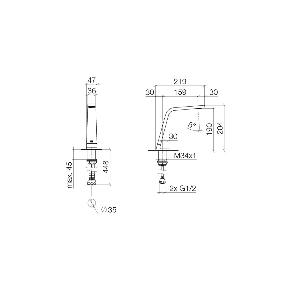 Dornbracht Waschtisch-Standauslauf CL.1 ohne Ablaufgarnitur H 204mm Ausladung 1... DORNBRACHT-13715705-19 4099477128054 (Abb. 4)