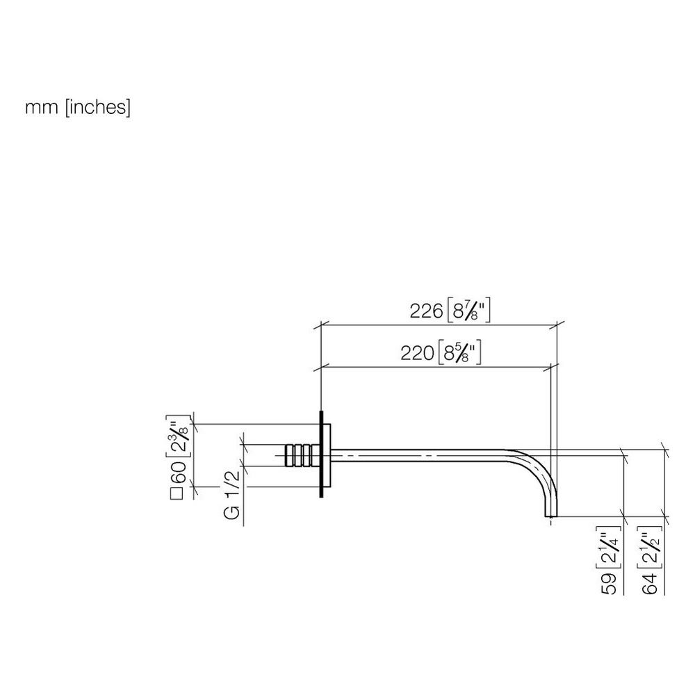Dornbracht Wannenauslauf Mem, eckig, für Wandmontage, Ausladung 220mm, max. 38,... DORNBRACHT-13801782-43 4099477488172 (Abb. 4)