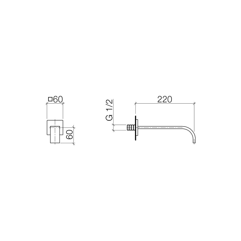 Dornbracht Wannenauslauf Mem, eckig, für Wandmontage, Ausladung 220mm, max. 38,... DORNBRACHT-13801782-47 4099477090696 (Abb. 4)