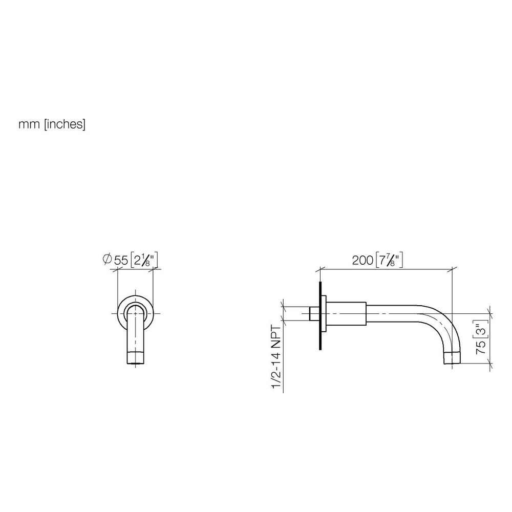Dornbracht Wannenauslauf Tara für Wandmontage, Ausladung 200mm, G 1/2", max. 29... DORNBRACHT-13801892-43 4099477462998 (Abb. 4)