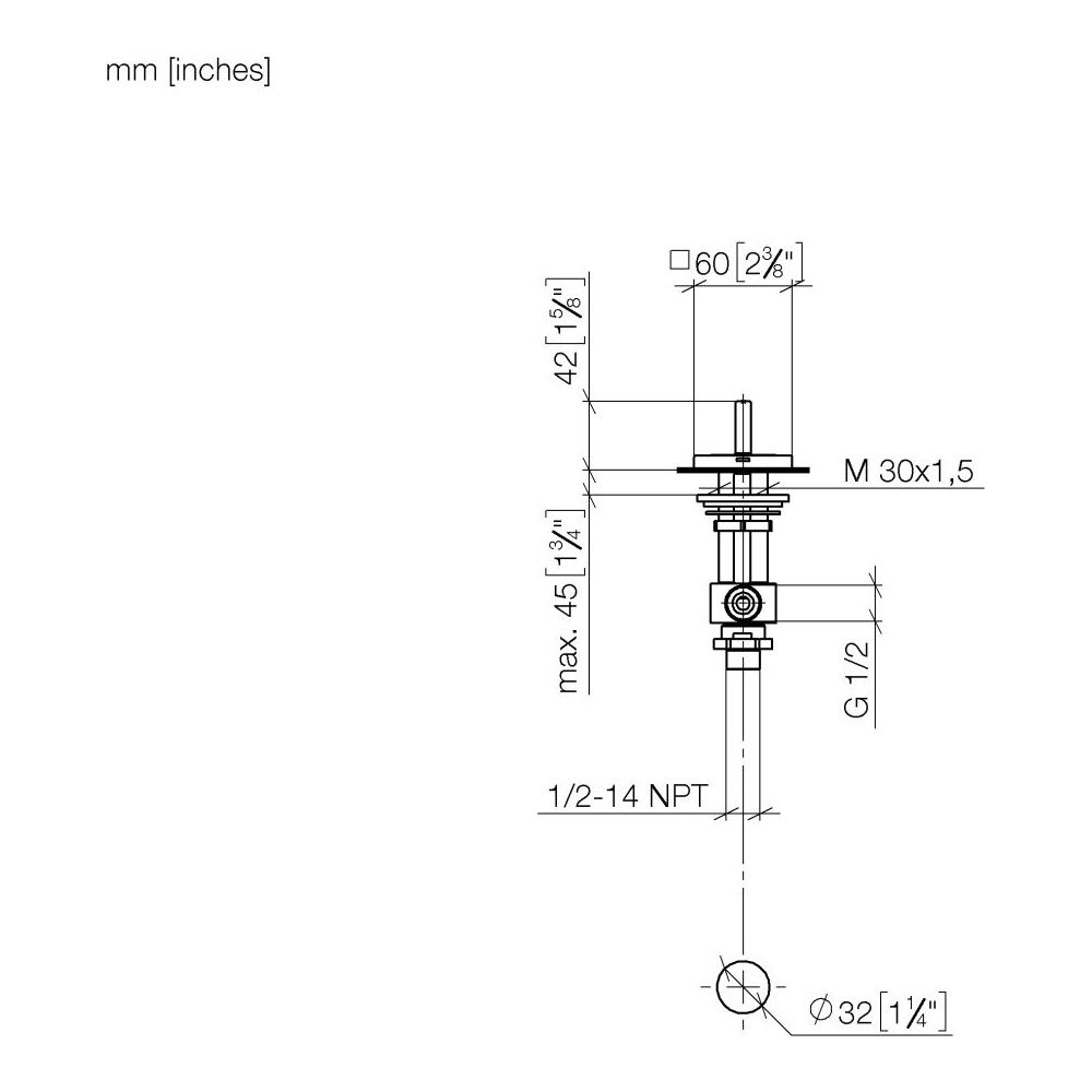 Dornbracht Seitenventil Mem, eckig, linksschließend, warm, Rosette 60x60mm, Dar... DORNBRACHT-20000783-39 4099477399553 (Abb. 4)
