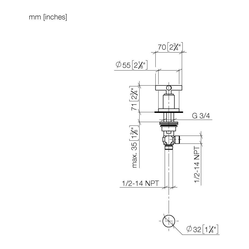 Dornbracht Seitenventil Tara, rechtsschließend, Bohrung 32mm, Dark Bronze gebür... DORNBRACHT-20000892-43 4099477463087 (Abb. 4)