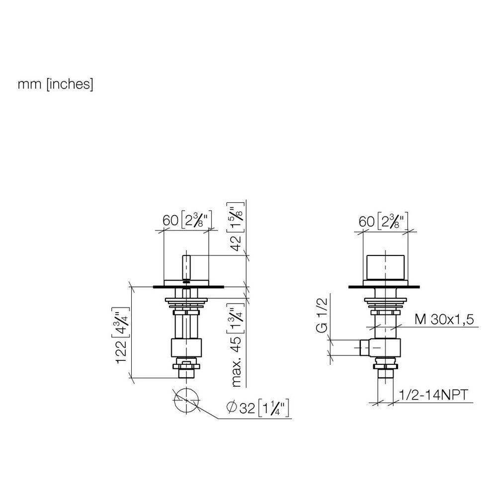 Dornbracht Seitenventil Mem, eckig, linksschließend, warm, lineare Struktur, Ro... DORNBRACHT-20005783-42 4099477287904 (Abb. 2)