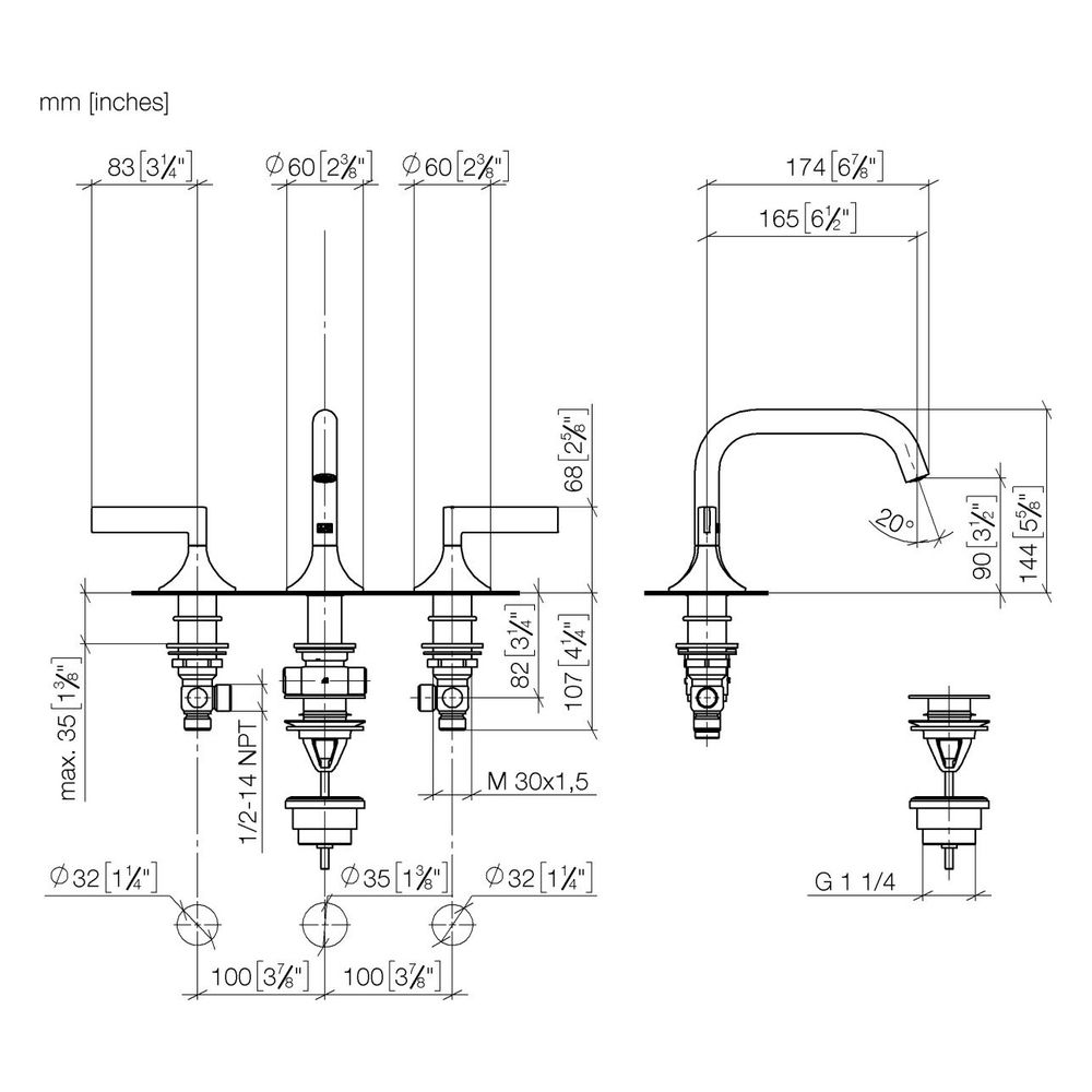 Dornbracht Waschtisch-Dreilochbatterie Vaia mit Ablaufgarnitur, 165mm, schwenkb... DORNBRACHT-20705819-42 4099477108421 (Abb. 4)