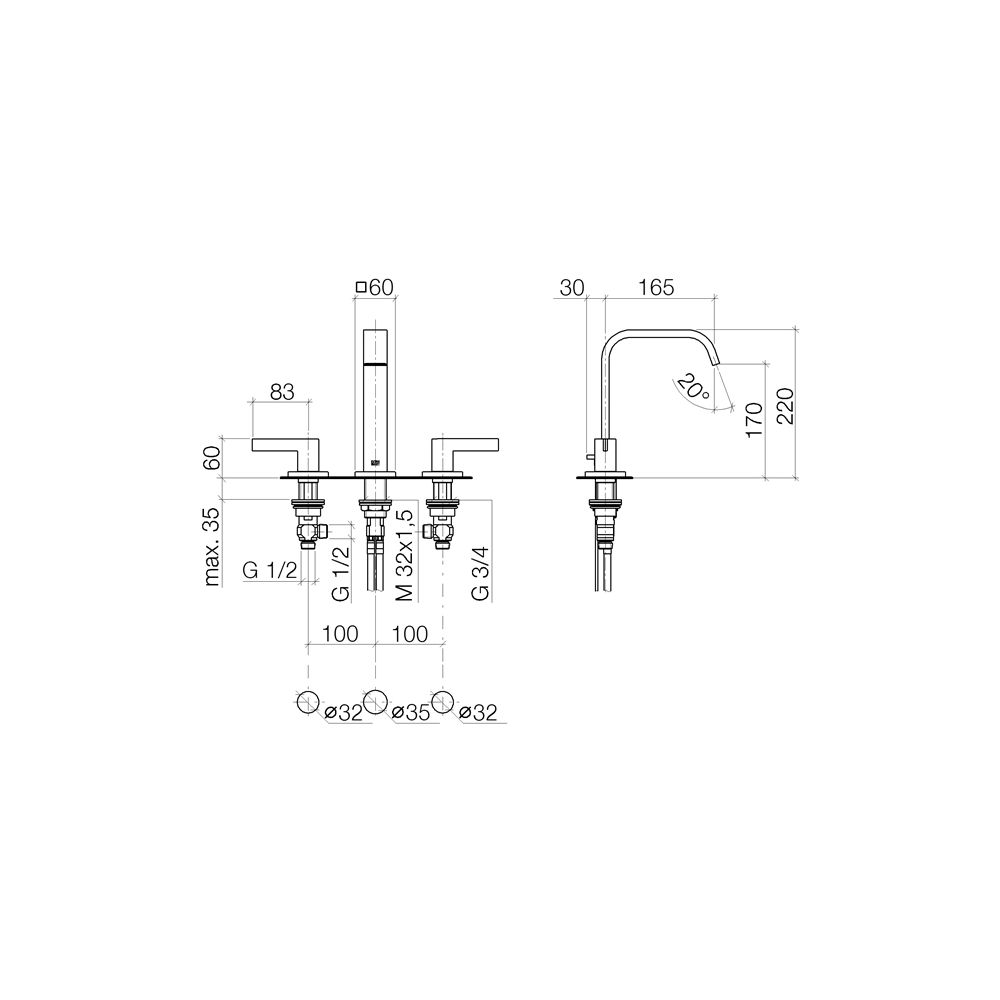Dornbracht IMO Waschtisch-3-Lochbatterie mit Ablaufgarnitur 20713670 platin mat... DORNBRACHT-20713670-06 4029011689390 (Abb. 4)