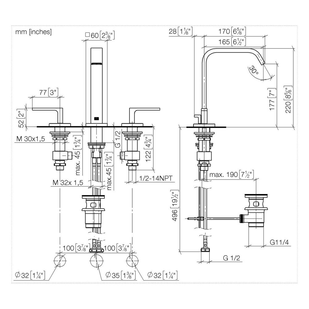 Dornbracht Waschtisch-Dreilochbatterie IMO mit Ablaufgarnitur Ausladung 165mm, ... DORNBRACHT-20713671-37 4099477432588 (Abb. 4)