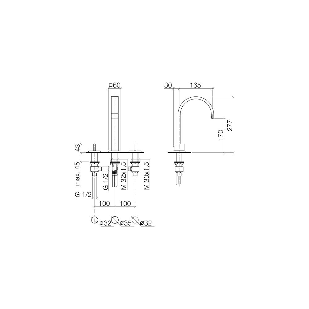 Dornbracht Waschtisch-Dreilochbatterie Mem, mit Ablaufgarnitur, Ausladung 165mm... DORNBRACHT-20713782-19 4099477073606 (Abb. 4)