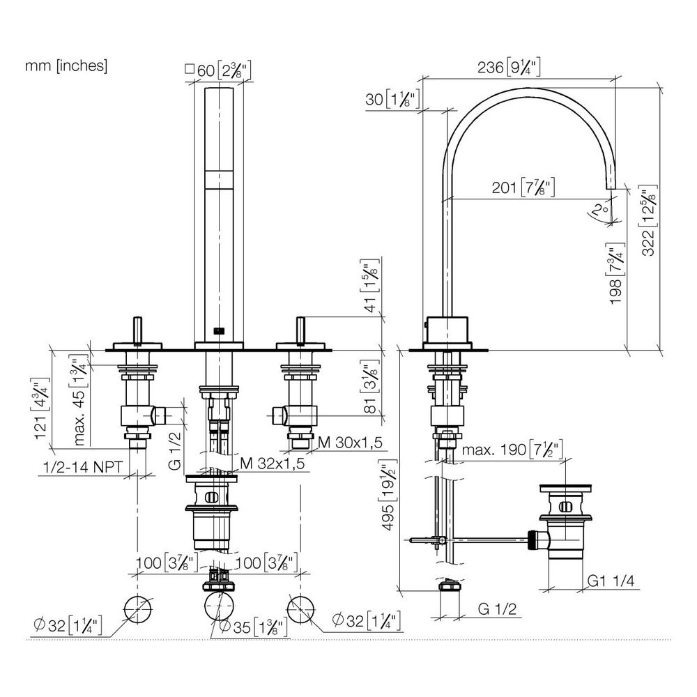 Dornbracht Waschtisch-Dreilochbatterie Mem, mit Ablaufgarnitur, Ausladung 200mm... DORNBRACHT-20715782-43 4099477488516 (Abb. 4)