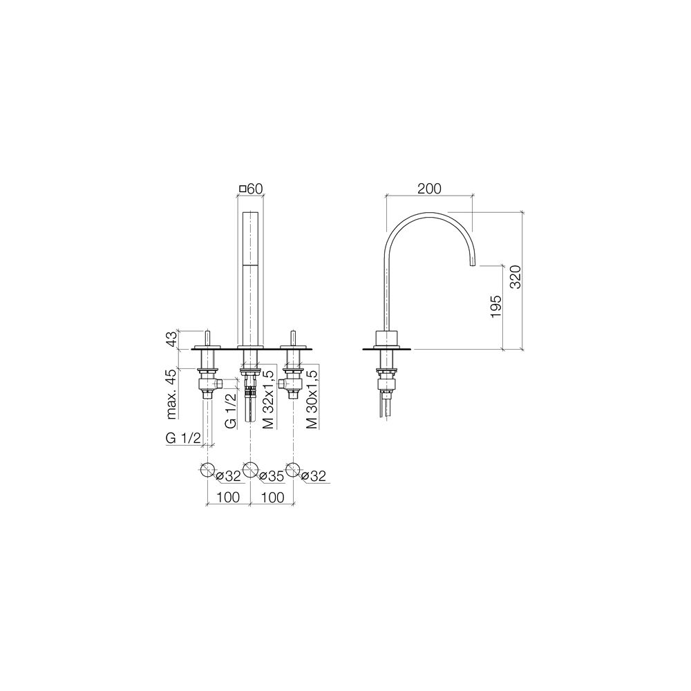Dornbracht Waschtisch-Dreilochbatterie Mem, mit Ablaufgarnitur, Ausladung 200mm... DORNBRACHT-20715782-46 4099477091013 (Abb. 4)
