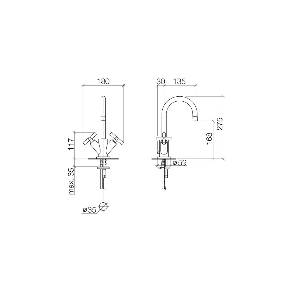 Dornbracht Waschtisch-Einlochbatterie Tara mit Ablaufgarnitur, schwenkbar, 135m... DORNBRACHT-22512892-47 4099477031484 (Abb. 4)