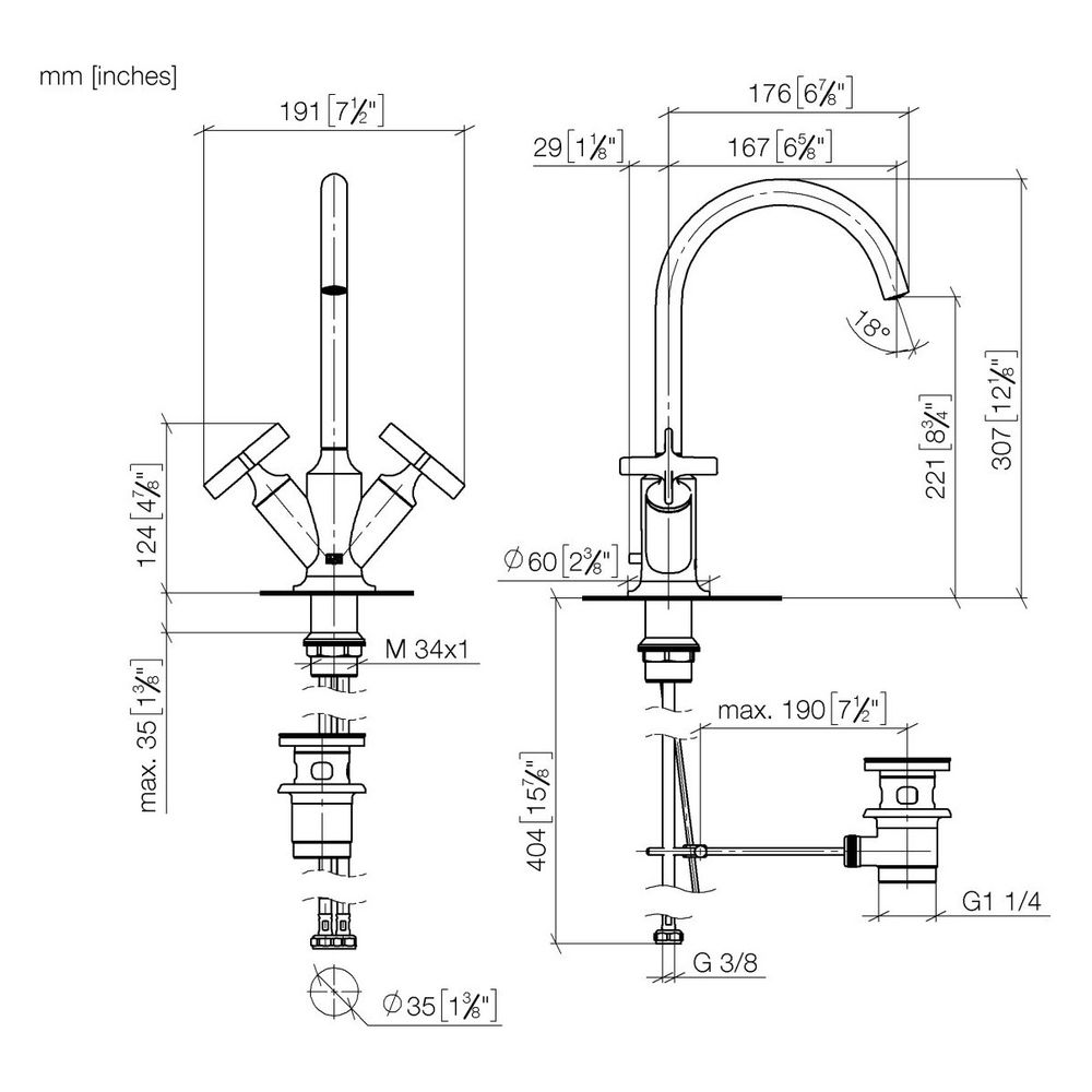 Dornbracht Waschtisch-Einlochbatterie Vaia mit Ablaufgarnitur, schwenkbar, Ausl... DORNBRACHT-22513809-08 4099477043968 (Abb. 4)