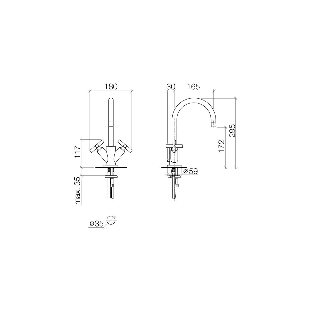 Dornbracht Waschtisch-Einlochbatterie Tara mit Ablaufgarnitur, schwenkbar, 165m... DORNBRACHT-22513892-93 4029011943812 (Abb. 4)