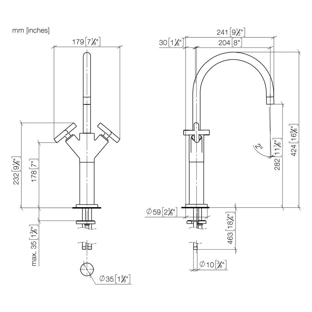 Dornbracht Waschtisch-Einlochbatterie Tara, erhöhter Standfuß, 200mm, max. 7l/m... DORNBRACHT-22533892-39 4099477346670 (Abb. 4)