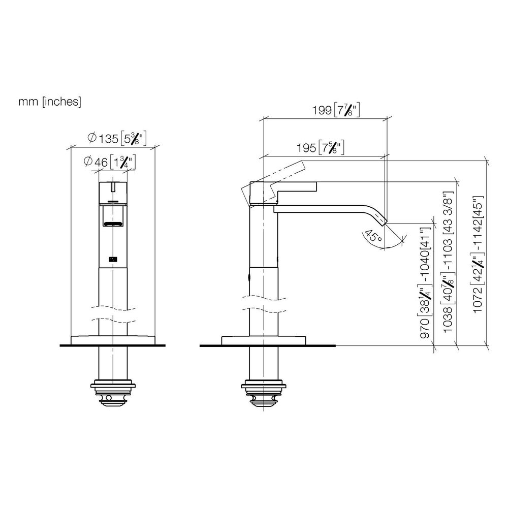Dornbracht IMO Waschtisch-Einlochbatterie Standrohr 195mm, 4,5l/min, Gold gebür... DORNBRACHT-22585671-37 4099477432984 (Abb. 4)