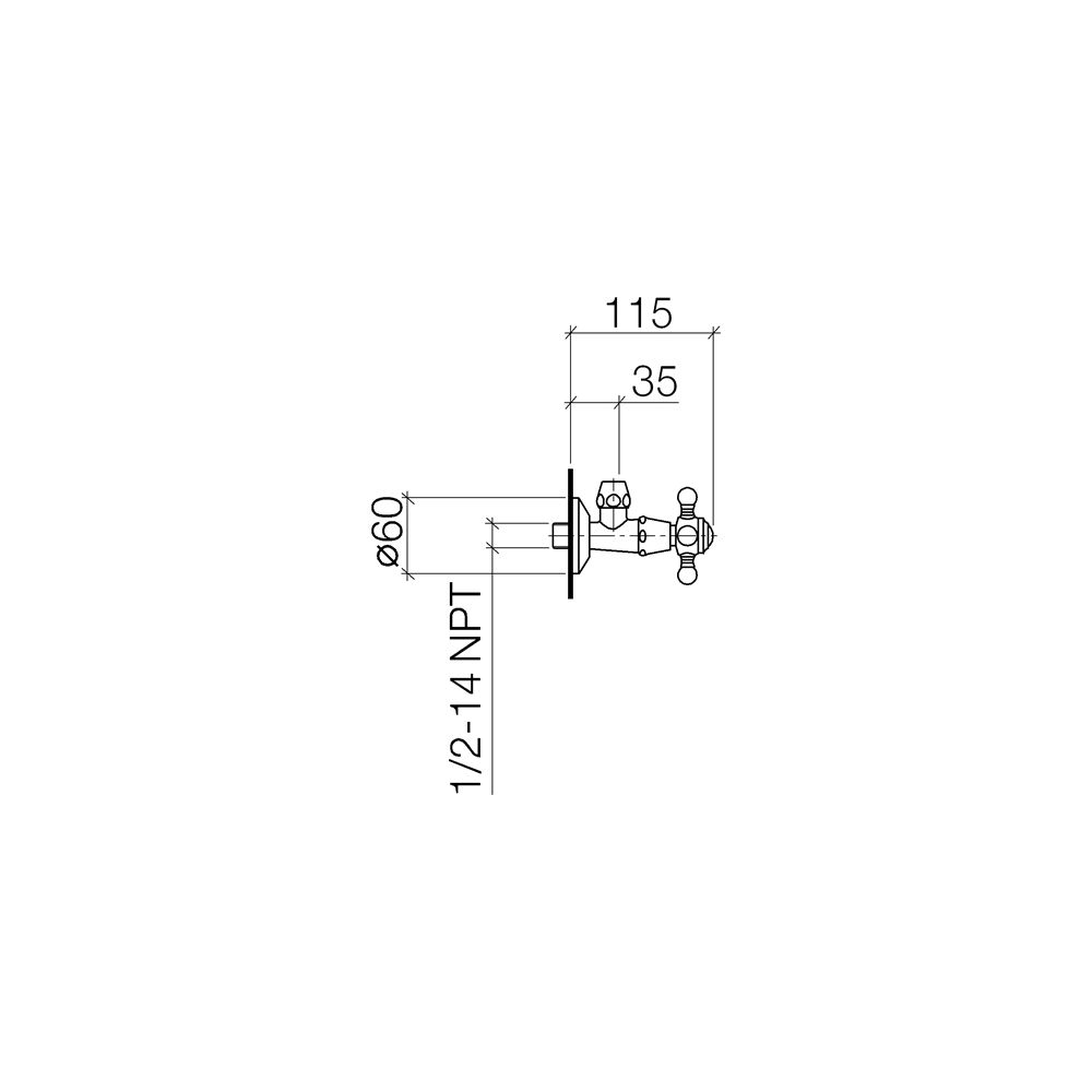Dornbracht Eckventil Madison Rosette 60mm Porzellanplättchen Hot, Messing 23kt ... DORNBRACHT-22900361-09 4029011200588 (Abb. 4)