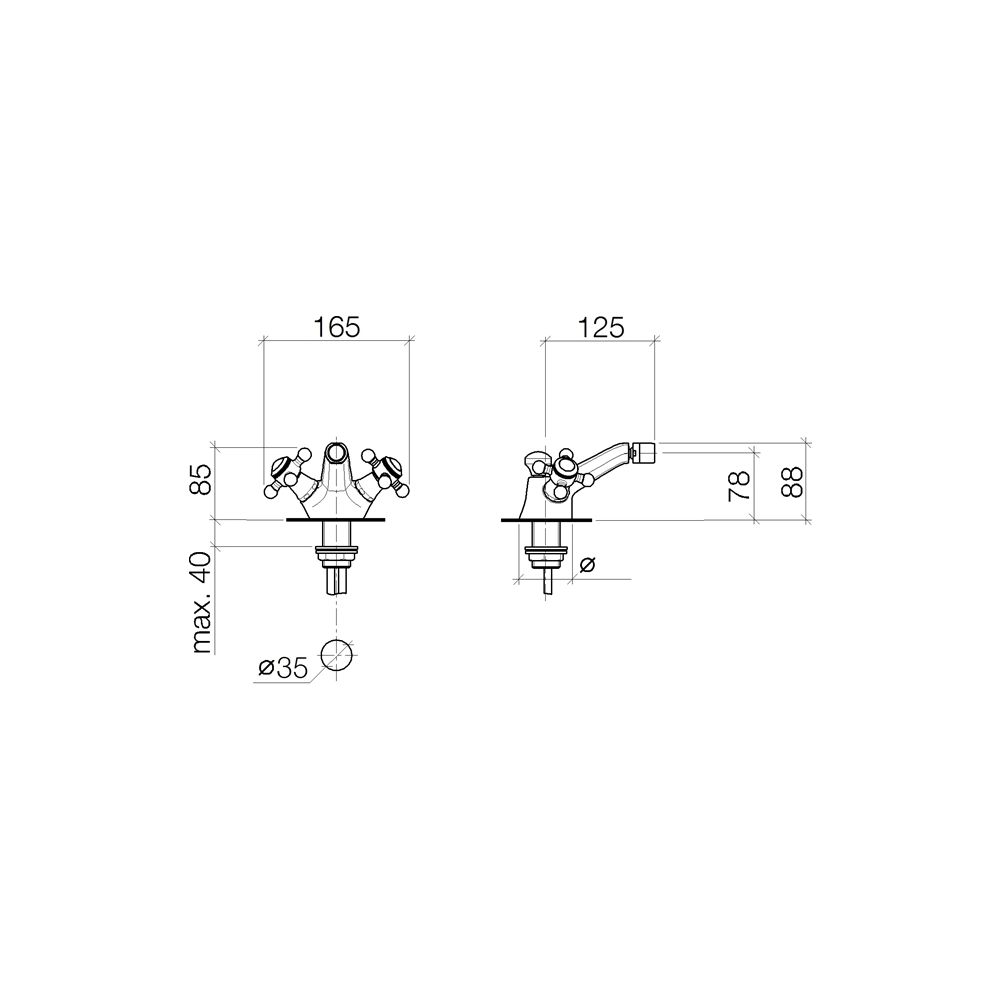 Dornbracht Bidet-Einlochbatterie Madison mit Ablaufgarnitur, Ausladung 125mm, M... DORNBRACHT-24510360-09 4029011203824 (Abb. 4)