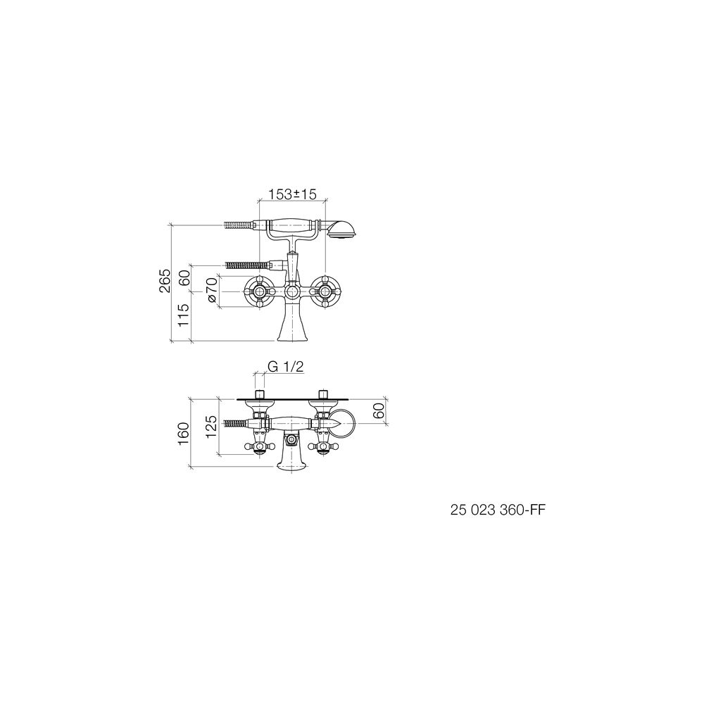 Dornbracht Wannenbatterie Madison für Wandmontage mit Handbrausegarnitur, Ausla... DORNBRACHT-25023360-08 4029011208201 (Abb. 4)