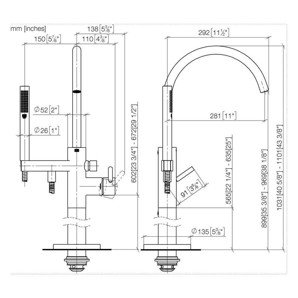 Dornbracht Wannen-Einhandbatterie Meta freistehend mit Standrohr, Schlauchbraus... DORNBRACHT-25863661-39 4099477346854 (Abb. 4)