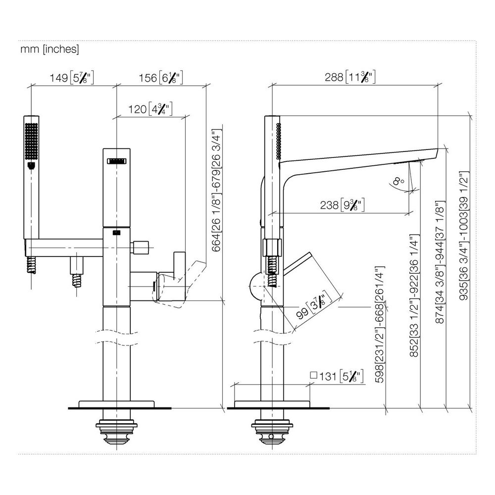 Dornbracht Wannen-Einhandbatterie CL.1 mit Standrohr und Schlauchbrausegarnitur... DORNBRACHT-25863705-47 4099477136905 (Abb. 4)