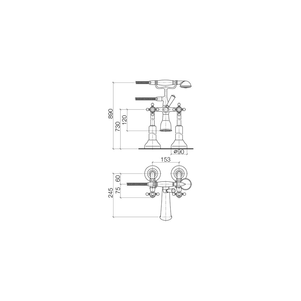 Dornbracht Wannen-Zweilochbatterie Madison für freistehende Montage mit Handbra... DORNBRACHT-25943360-28 4029011897672 (Abb. 4)