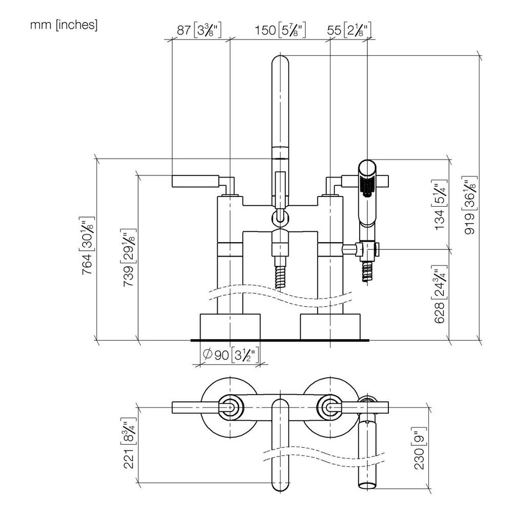 Dornbracht Wannen-Zweilochbatterie Tara, freistehend, Handbr., schwenkbar, 220m... DORNBRACHT-25943882-39 4099477346939 (Abb. 4)