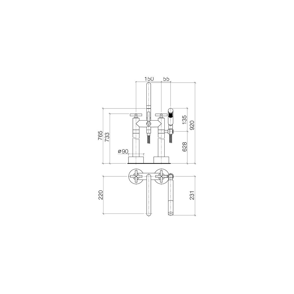 Dornbracht Wannen-Zweilochbatterie Tara, freistehend, Handbr., schwenkbar, 220m... DORNBRACHT-25943892-19 4029011996849 (Abb. 4)
