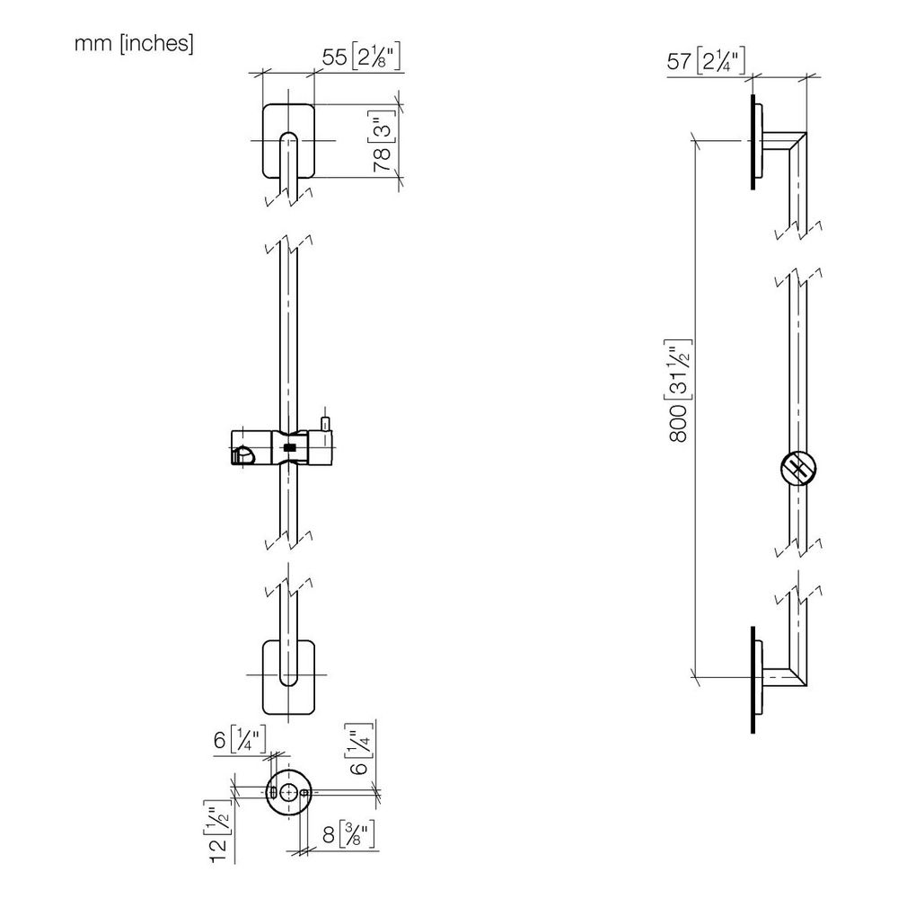 Dornbracht Duschgarnitur Lulu Wandrohr mit Schieber Metallschlauch 1750mm, Plat... DORNBRACHT-26412710-06 4099477410166 (Abb. 4)
