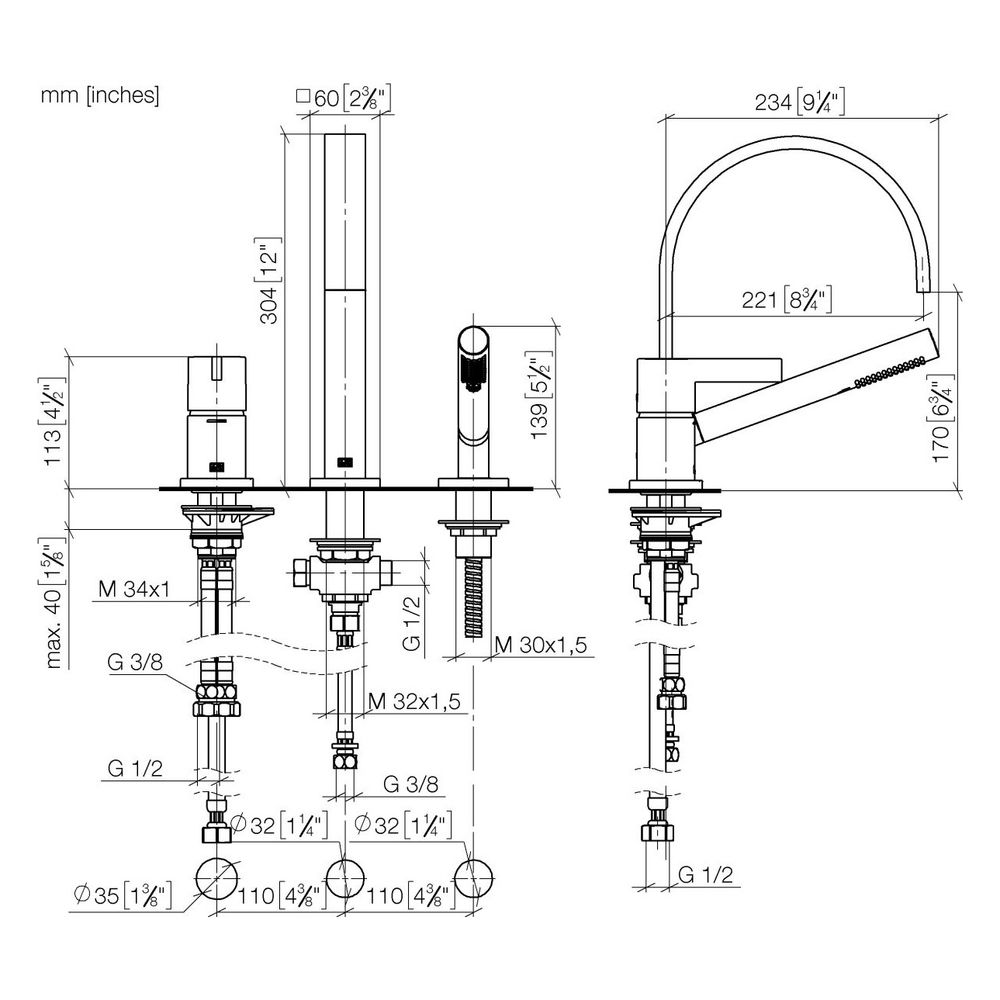 Dornbracht Wannen-Dreiloch-Einhandbatterie Mem, für Wannenrandmontage, 220mm, m... DORNBRACHT-27412782-39 4099477399744 (Abb. 4)