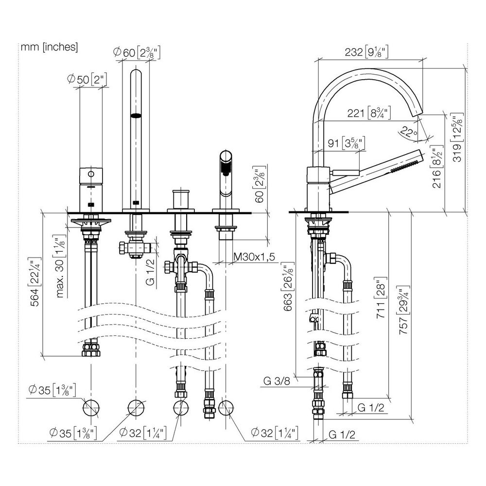 Dornbracht Wannen-Vierlochbatterie Meta für Wannenrandmontage, Ausladung 221mm,... DORNBRACHT-27632661-39 4099477347233 (Abb. 4)