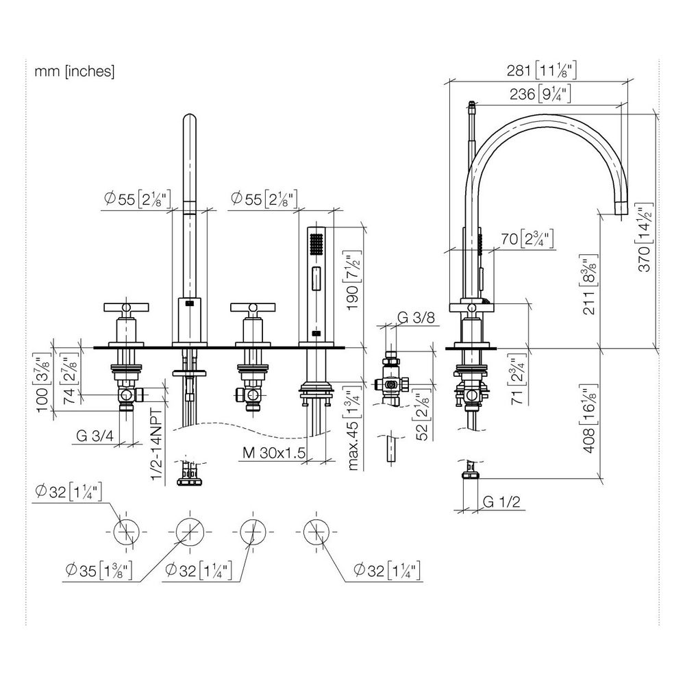 Dornbracht Spülbrausegarnitur mit runder, automatischer Umschalter Armaturenhöh... DORNBRACHT-27731970-47 4099477091495 (Abb. 4)