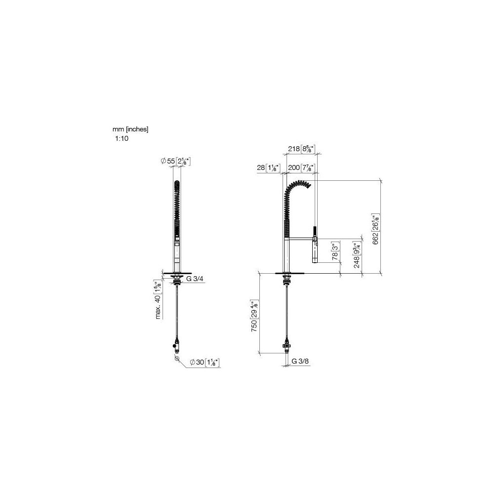Dornbracht Profibrausegarnitur Armaturenhöhe 665mm Bohrung 30mm Einzelrosette 5... DORNBRACHT-27799970-42 4099477261225 (Abb. 4)