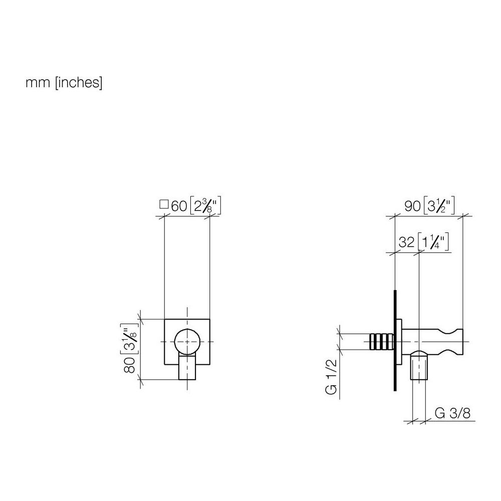 Dornbracht Wandanschlussbogen mit integriertem Brausehalter Rosette 60x60mm Ans... DORNBRACHT-28490970-37 4099477435022 (Abb. 4)