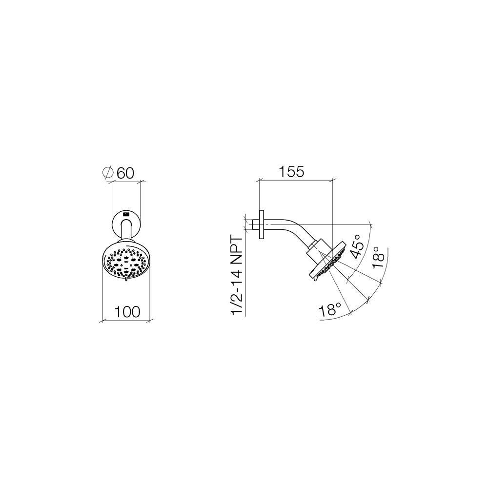 Dornbracht Kopfbrause Ausladung 155mm Brausekopf 100mm 7,6l/min Anschluss G 1/2... DORNBRACHT-28505979-19 4029011997433 (Abb. 4)