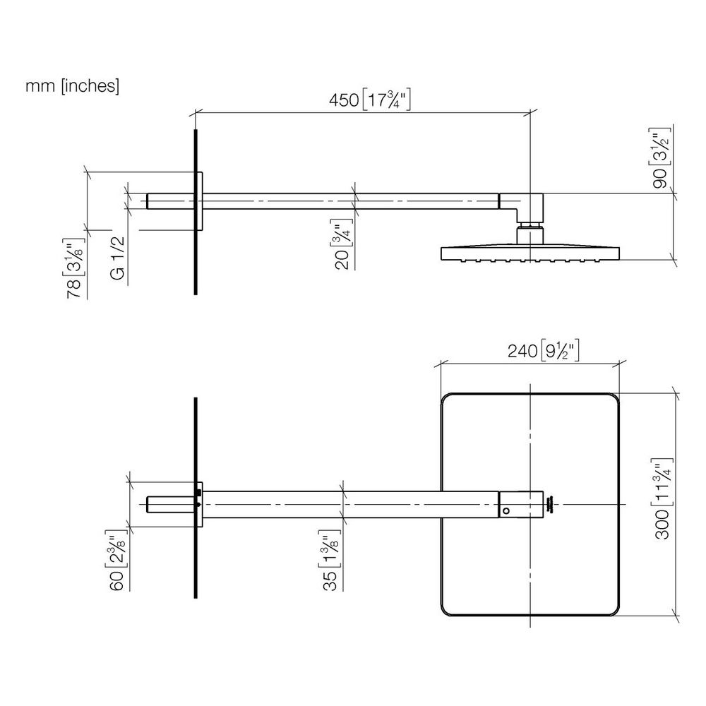 Dornbracht Regenbrause mit Wandanbindung Ausladung 450mm 300x240mm 14l/min G 1/... DORNBRACHT-28761710-06 4099477493176 (Abb. 4)