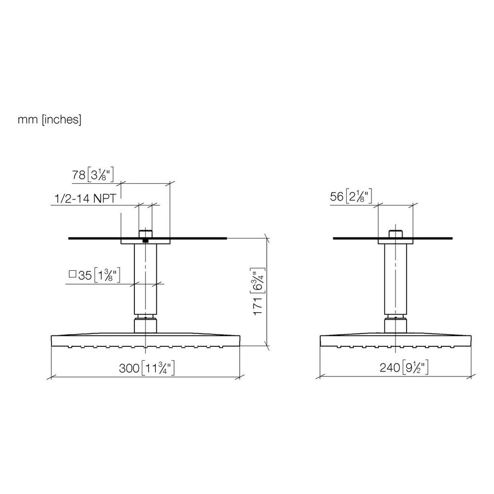 Dornbracht Regenbrause mit Deckenanbindung 300x240mm 14l/min G 1/2", Chrom... DORNBRACHT-28771710-00 4099477470719 (Abb. 4)