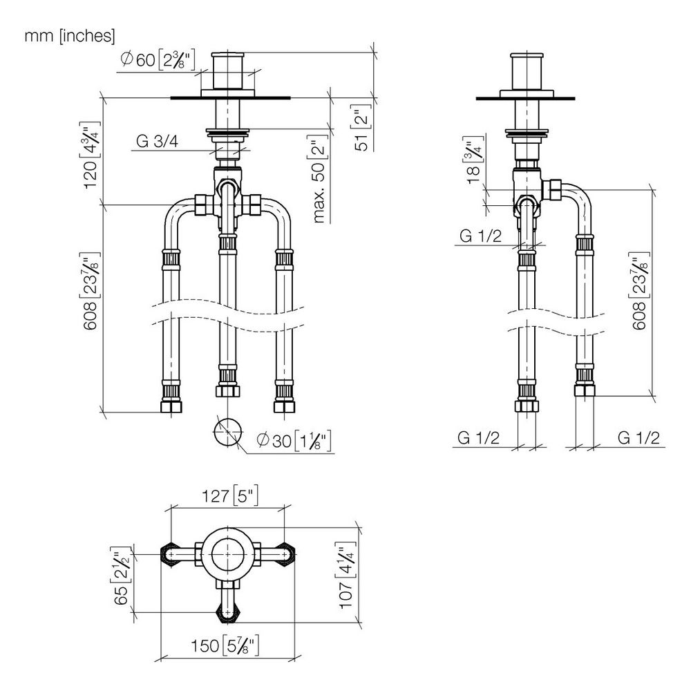 Dornbracht Zweiwege-Umstellung Meta für Wannenrandmontage, Bohrung 32mm, Anschl... DORNBRACHT-29140660-27 4099477187891 (Abb. 4)