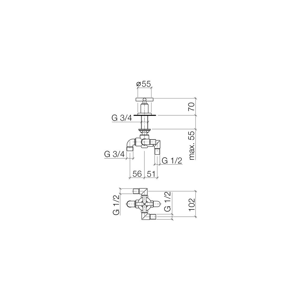 Dornbracht Zweiwege-Umstellung Tara für Wannenrandmontage, 32mm, 1/2", 64,9l/mi... DORNBRACHT-29140892-46 4099477033013 (Abb. 4)