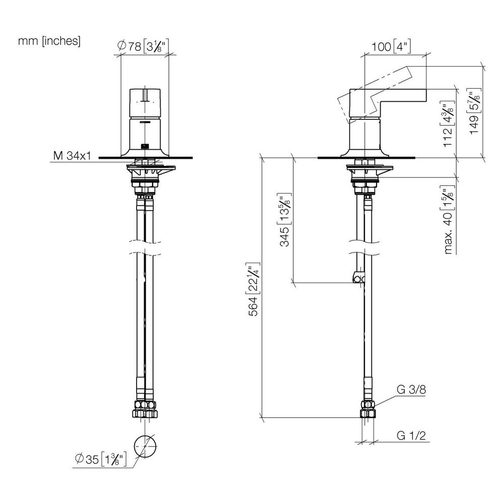 Dornbracht Wannen-Einhandbatterie Vaia für Wannenrandmontage, 78mm, max. 35,7l/... DORNBRACHT-29300809-19 4099477074276 (Abb. 4)