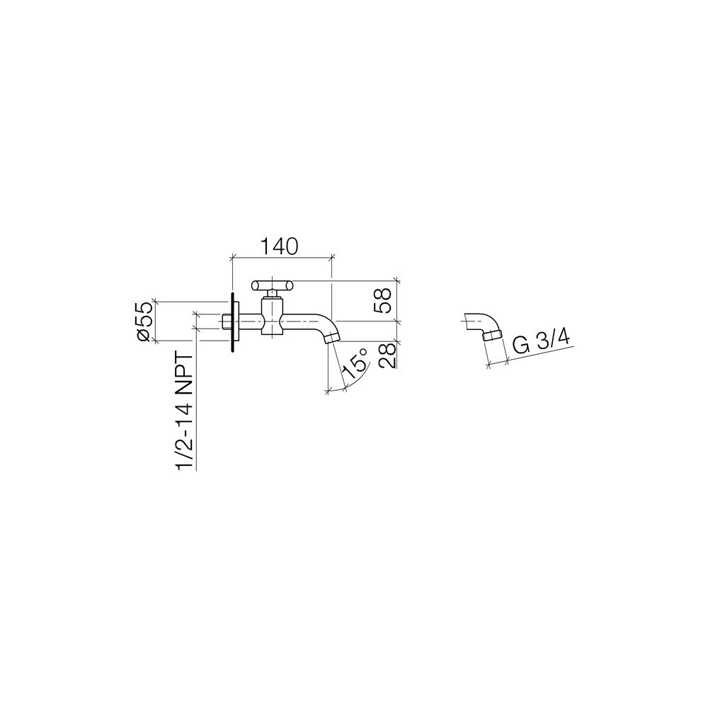 Dornbracht Wandventil Tara Kaltwasser o. Ablaufg., starr, Ausladung 140mm, max.... DORNBRACHT-30010892-19 4029011997655 (Abb. 4)
