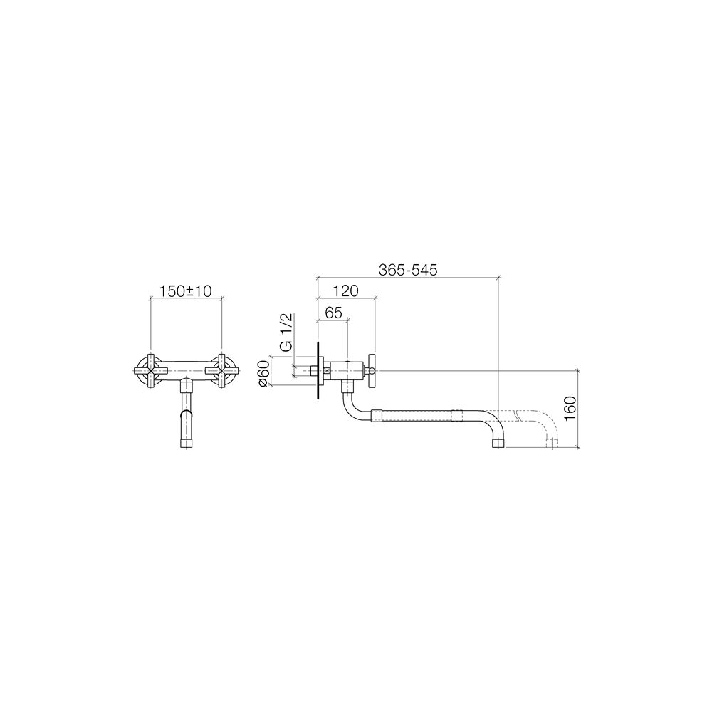 Dornbracht Wand-Brückenbatterie Tara mit herausziehbarem Auslauf, Ausladung 365... DORNBRACHT-31151892-19 4099477074290 (Abb. 4)