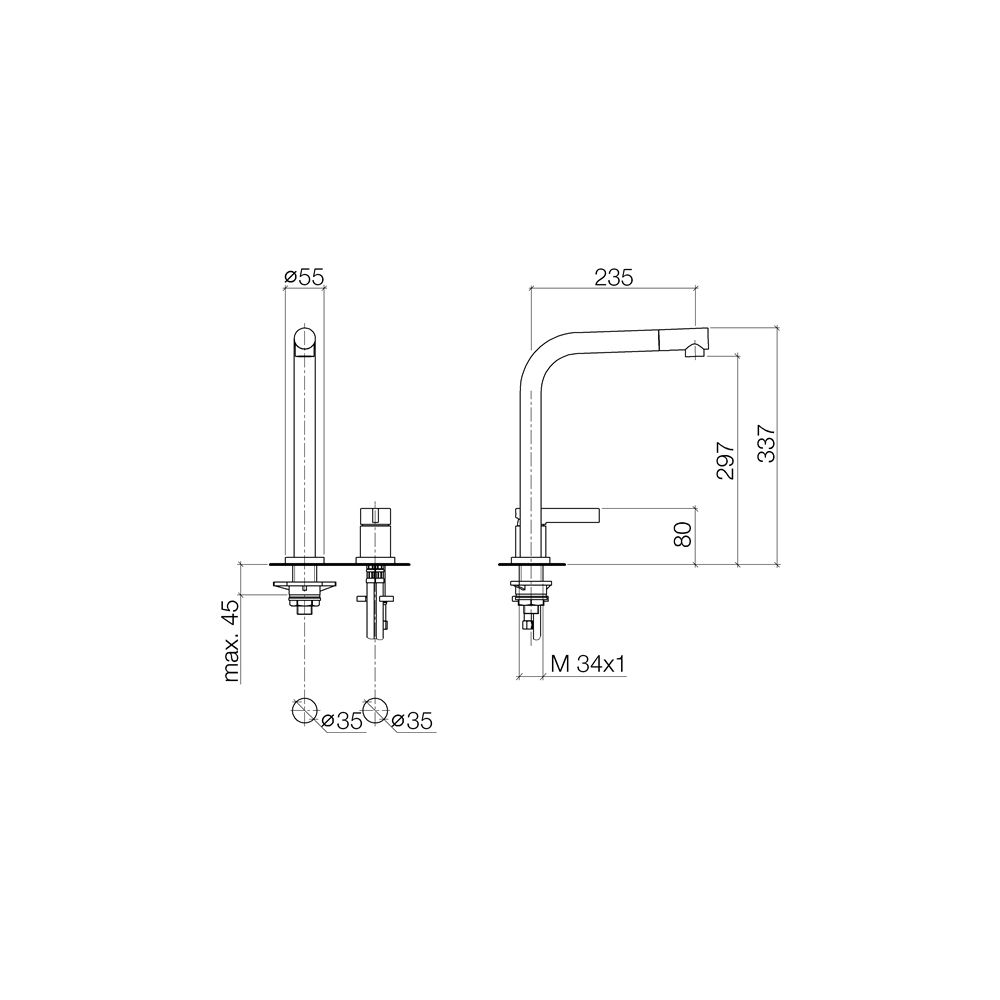 Dornbracht Elio 2-Lochbatterie mit Einzelrosetten 32800790 Dark Platinum matt... DORNBRACHT-32800790-99 4029011925290 (Abb. 4)