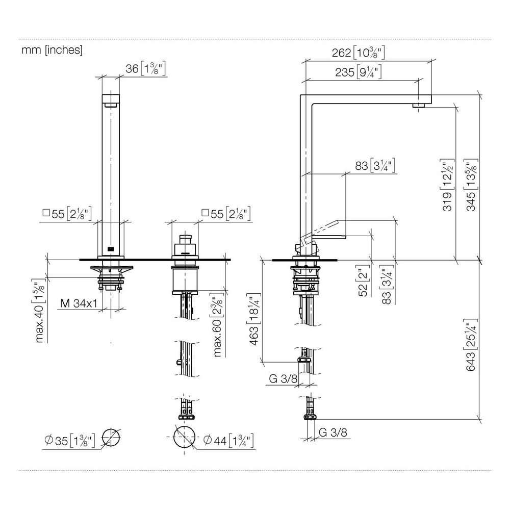 Dornbracht Zweilochbatterie Lot schwenkbarer Auslauf 235mm, 8l/min, Platin... DORNBRACHT-32815680-08 4099477243115 (Abb. 4)