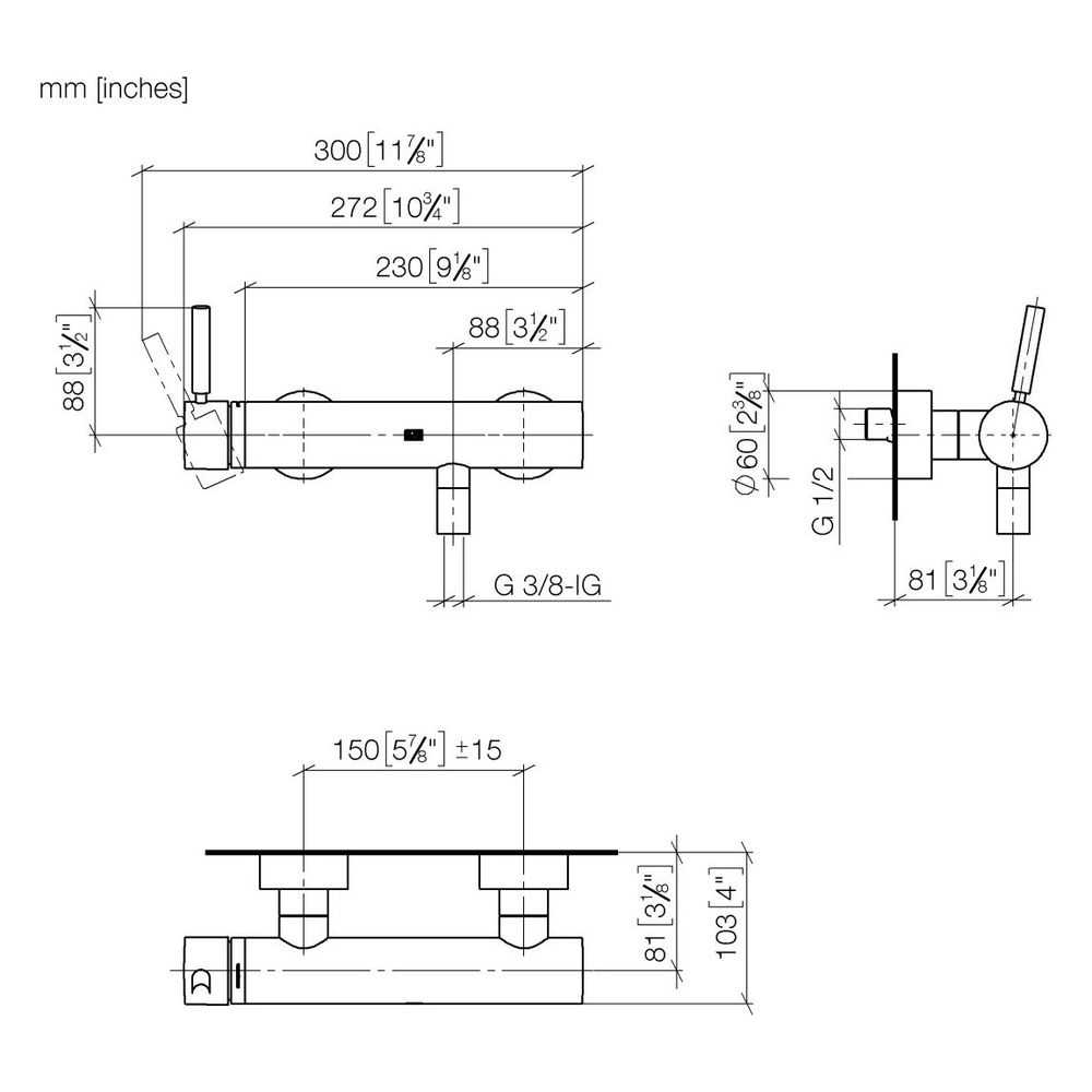 Dornbracht Brause-Einhandbatterie Meta, für Wandmontage, Brauseabgang 3/8", 1/2... DORNBRACHT-33300660-99 4099477238340 (Abb. 4)