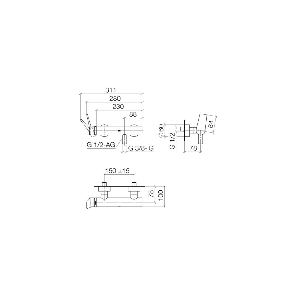 Dornbracht Brause-Einhandbatterie Lissé für Wandmontage, Light Gold gebürstet... DORNBRACHT-33300845-27 4099477248400 (Abb. 4)