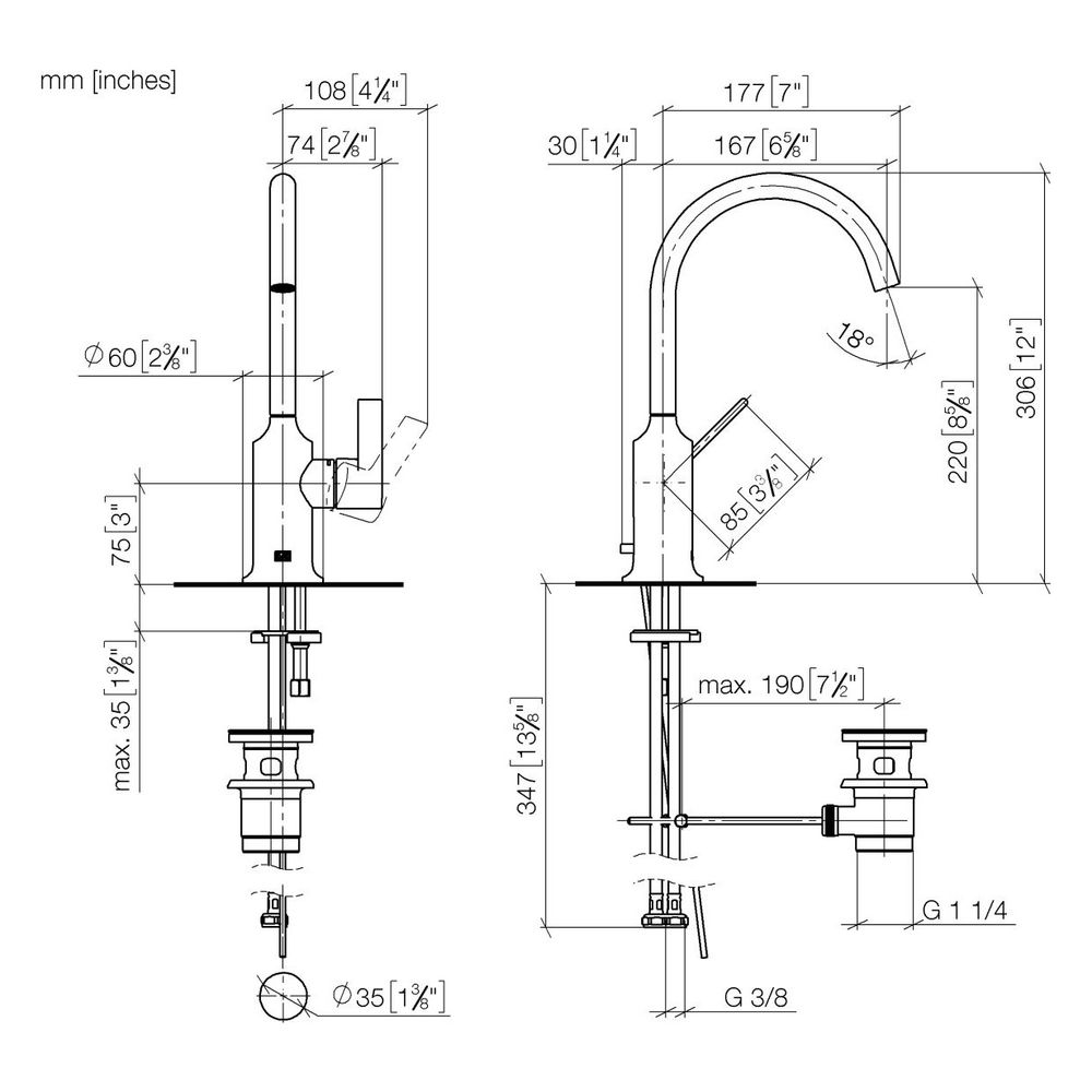Dornbracht Waschtisch-Einhandbatterie Vaia mit Ablaufgarnitur, schwenkbar, Ausl... DORNBRACHT-33500809-46 4099477092362 (Abb. 4)