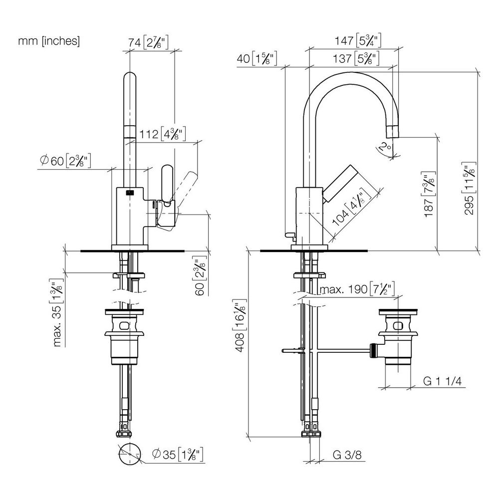 Dornbracht Waschtisch-Einhandbatterie Tara mit Ablaufgarnitur, schwenkbar, 137m... DORNBRACHT-33500882-39 4099477348575 (Abb. 4)
