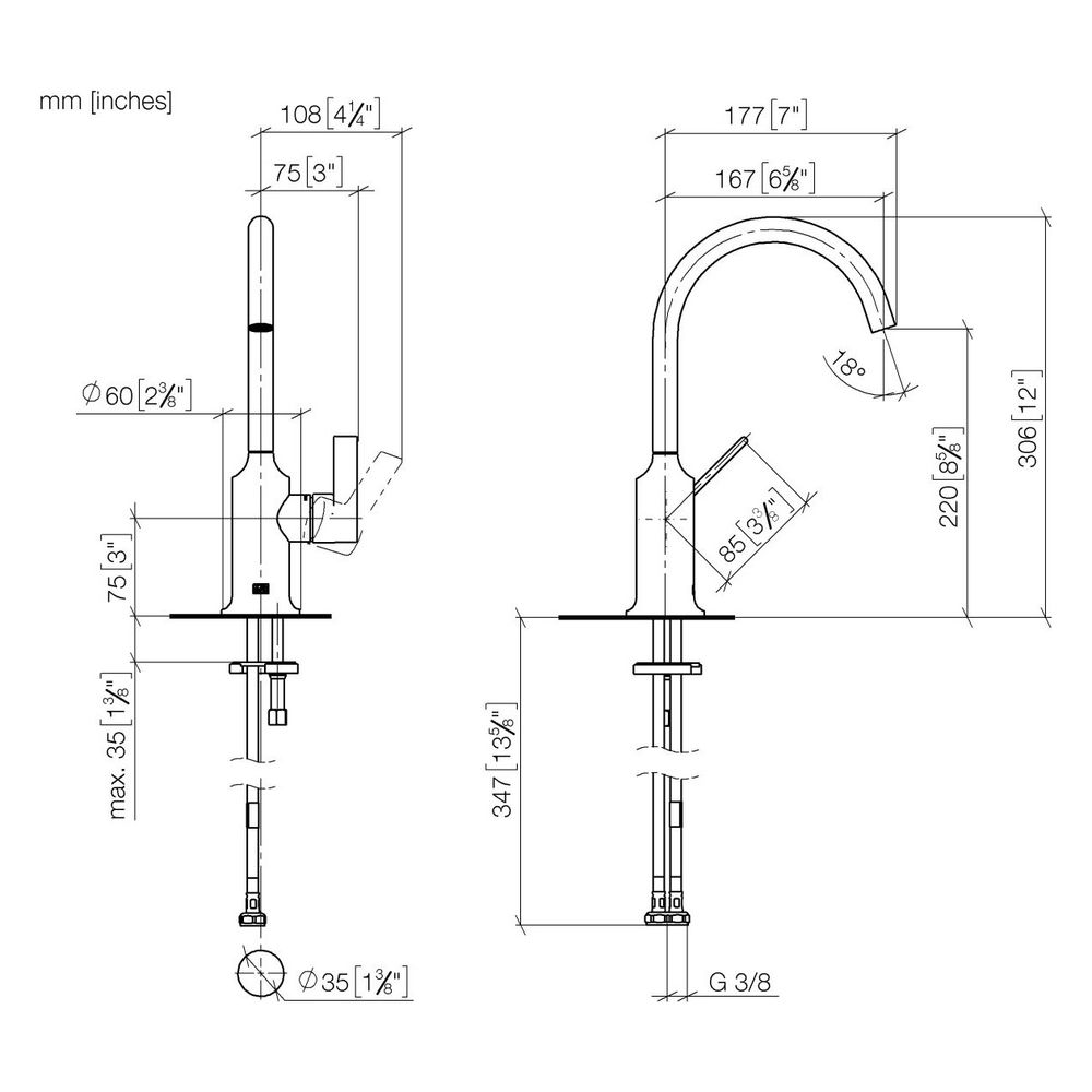 Dornbracht Waschtisch-Einhandbatterie Vaia o. Ablaufg., schwenkbar, Ausladung 1... DORNBRACHT-33521809-46 4099477092522 (Abb. 4)