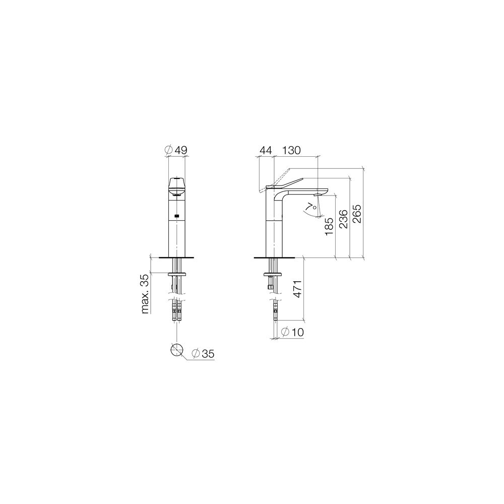 Dornbracht Waschtisch-Einhandbatterie Lissé o. Ablaufg. starrer Auslauf 130mm, ... DORNBRACHT-33526845-33 4029011984051 (Abb. 4)